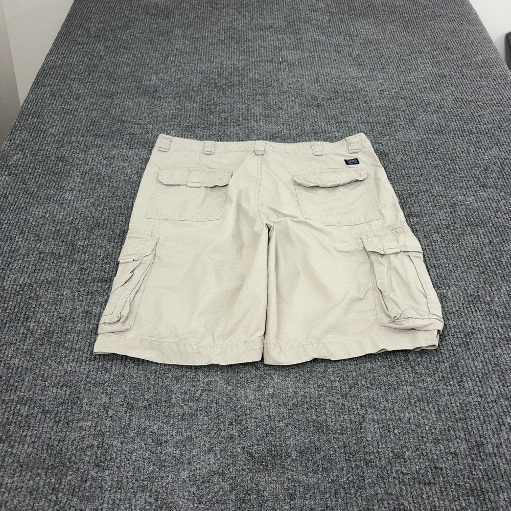 Chaps Cargo Shorts Men 36 Tan Cotton Ripstop Multi Pocket Outdoor Casual Utility